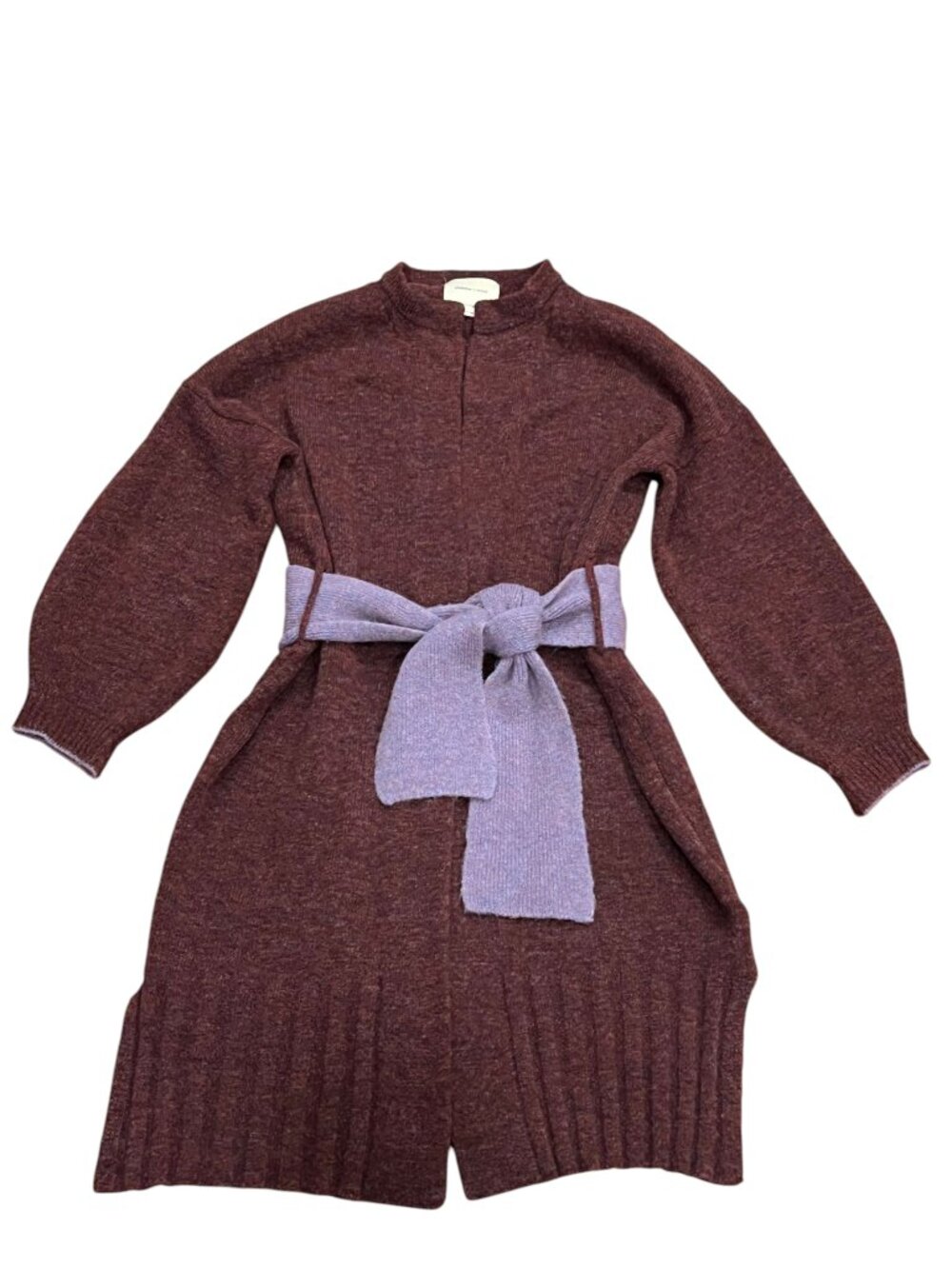 Paloma Wool 'Ila' Two-Tone Long Knit Cardigan Robe, Burgundy Lilac, XS